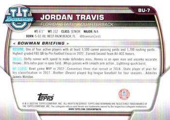 2023 Topps National Convention Wrapper Redemption - Bowman U Chrome Refractors #BU-7 Jordan Travis Back