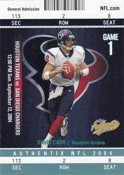 2004 Fleer Authentix - General Admission Green #57 David Carr Front