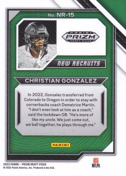 2023 Panini Prizm Draft Picks - New Recruits #NR-15 Christian Gonzalez Back