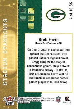 2004 Fleer Authentix - Stadium Standouts #4 SS Brett Favre Back