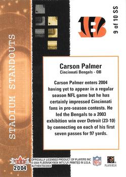 2004 Fleer Authentix - Stadium Standouts #9 SS Carson Palmer Back