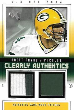 2004 Fleer E-X - Clearly Authentics Dual Patch Tan #CA-BF Brett Favre Front