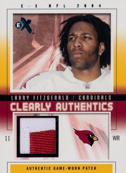 2004 Fleer E-X - Clearly Authentics Nameplate Patch Turquoise #CA-LF Larry Fitzgerald Front