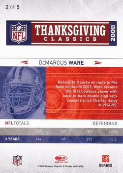 2008 Donruss Thanksgiving Classics Dallas Cowboys #2 DeMarcus Ware Back