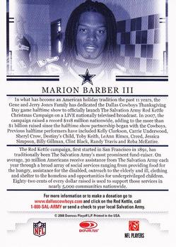 2008 Donruss Thanksgiving Classics Dallas Cowboys #NNO Marion Barber III Back