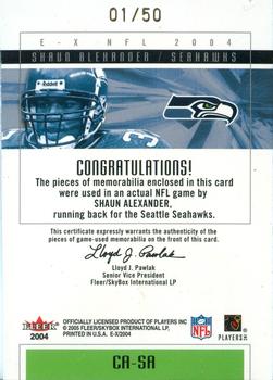 2004 Fleer E-X - Clearly Authentics Patch/Jersey Gold #CA--SA Shaun Alexander Back