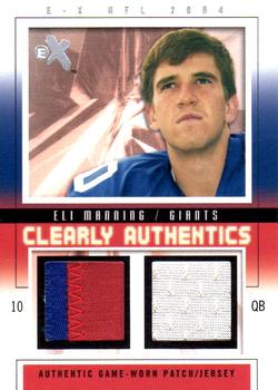 2004 Fleer E-X - Clearly Authentics Patch/Jersey Pewter #CA-EM Eli Manning Front