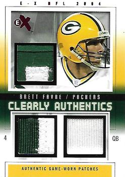 2004 Fleer E-X - Clearly Authentics Triple Patch Burgundy #CA-BF Brett Favre Front