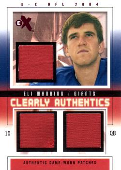 2004 Fleer E-X - Clearly Authentics Triple Patch Burgundy #CA-EM Eli Manning Front