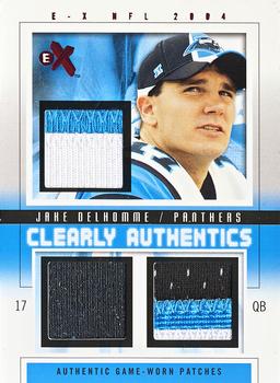 2004 Fleer E-X - Clearly Authentics Triple Patch Burgundy #CA-JD Jake Delhomme Front