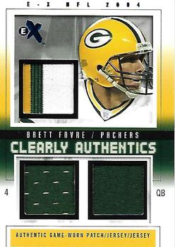 2004 Fleer E-X - Clearly Authentics Triple Swatch Blue #CA-BF Brett Favre Front