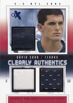 2004 Fleer E-X - Clearly Authentics Triple Swatch Blue #CA-DC David Carr Front