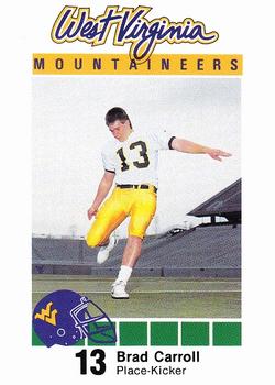 1990 West Virginia Mountaineers Program Cards #NNO Brad Carroll Front