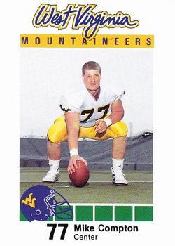 1990 West Virginia Mountaineers Program Cards #NNO Mike Compton Front