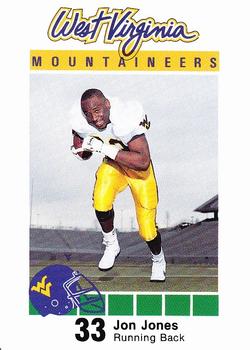 1990 West Virginia Mountaineers Program Cards #NNO Jon Jones Front