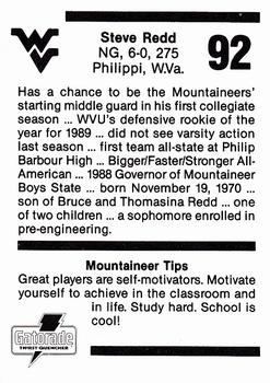 1990 West Virginia Mountaineers Program Cards #NNO Steve Redd Back