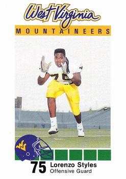 1990 West Virginia Mountaineers Program Cards #NNO Lorenzo Styles Front
