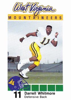 1990 West Virginia Mountaineers Program Cards #NNO Darrell Whitmore Front