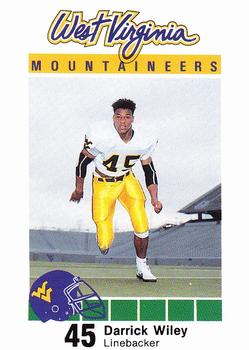 1990 West Virginia Mountaineers Program Cards #NNO Darrick Wiley Front
