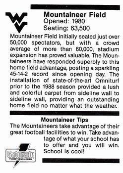 1990 West Virginia Mountaineers Program Cards #NNO Mountaineer Field Back
