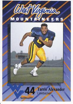 1991 West Virginia Mountaineers Program Cards #1 Tarris Alexander Front