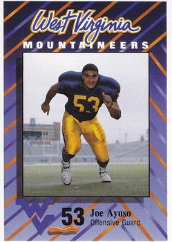 1991 West Virginia Mountaineers Program Cards #4 Joe Ayuso Front