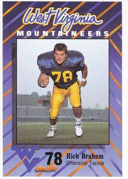 1991 West Virginia Mountaineers Program Cards #6 Rich Braham Front