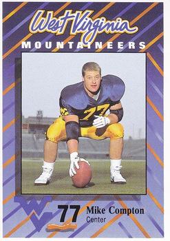1991 West Virginia Mountaineers Program Cards #10 Mike Compton Front