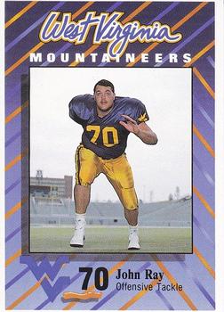 1991 West Virginia Mountaineers Program Cards #30 John Ray Front