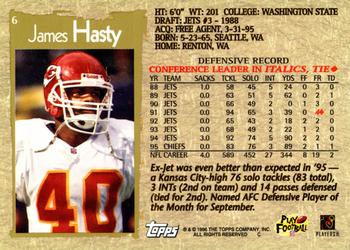 1996 Topps #6 James Hasty Back
