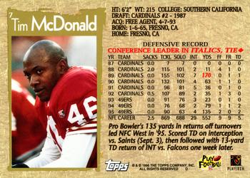 1996 Topps #7 Tim McDonald Back