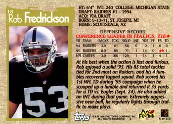 1996 Topps #18 Rob Fredrickson Back