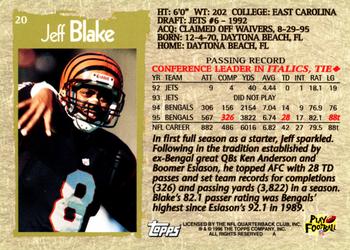1996 Topps #20 Jeff Blake Back