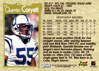 1996 Topps #35 Quentin Coryatt Back