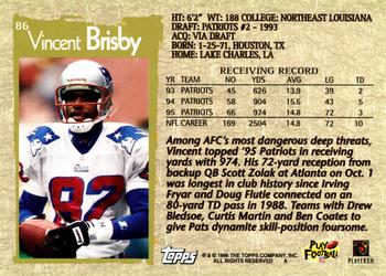 1996 Topps #86 Vincent Brisby Back