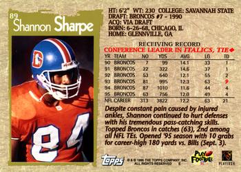 1996 Topps #89 Shannon Sharpe Back