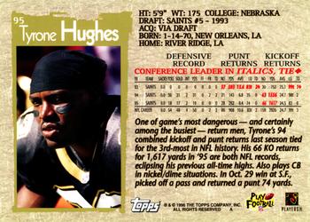 1996 Topps #95 Tyrone Hughes Back