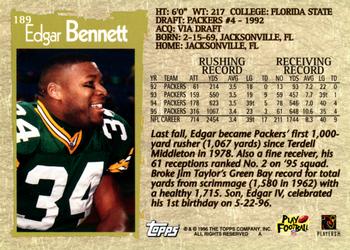 1996 Topps #189 Edgar Bennett Back