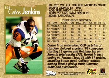1996 Topps #198 Carlos Jenkins Back