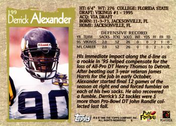 1996 Topps #199 Derrick Alexander Back