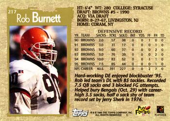 1996 Topps #217 Rob Burnett Back