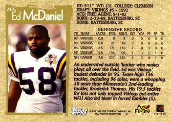 1996 Topps #265 Ed McDaniel Back