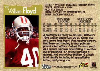 1996 Topps #309 William Floyd Back