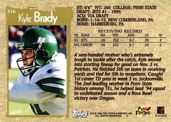 1996 Topps #316 Kyle Brady Back