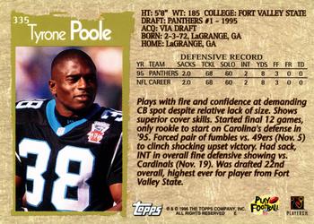 1996 Topps #335 Tyrone Poole Back