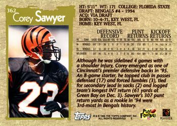 1996 Topps #362 Corey Sawyer Back