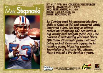 1996 Topps #393 Mark Stepnoski Back