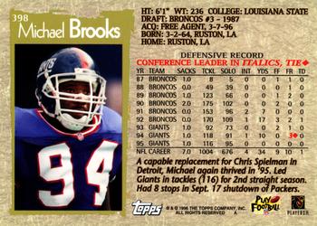 1996 Topps #398 Michael Brooks Back
