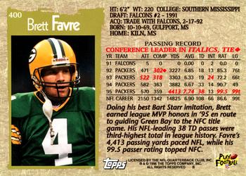 1996 Topps #400 Brett Favre Back