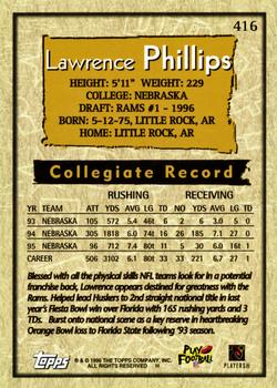 1996 Topps #416 Lawrence Phillips Back